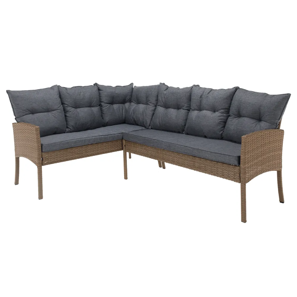 Zahradní ratanový set, přírodní/světle šedá, RANDI