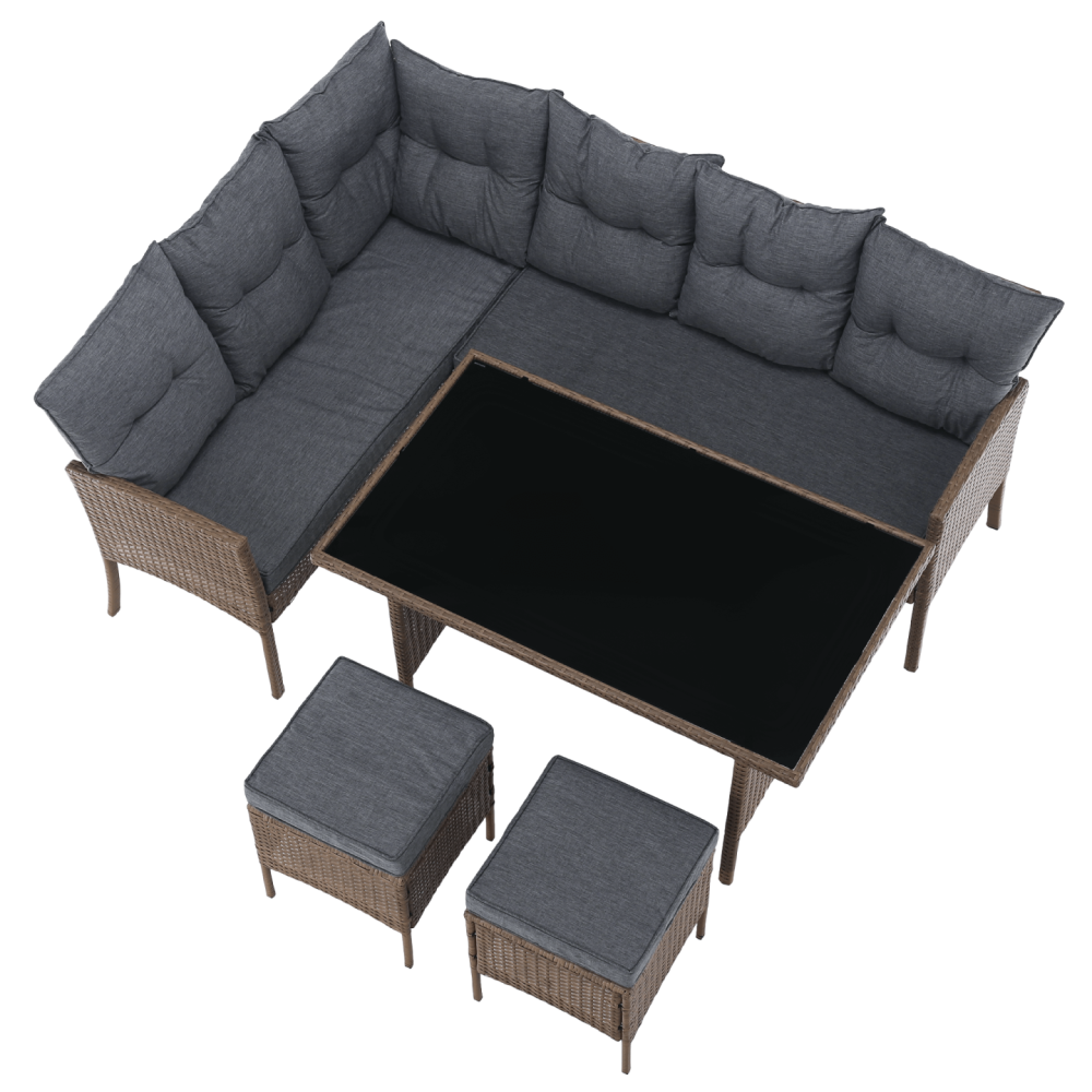Zahradní ratanový set, přírodní/světle šedá, RANDI
