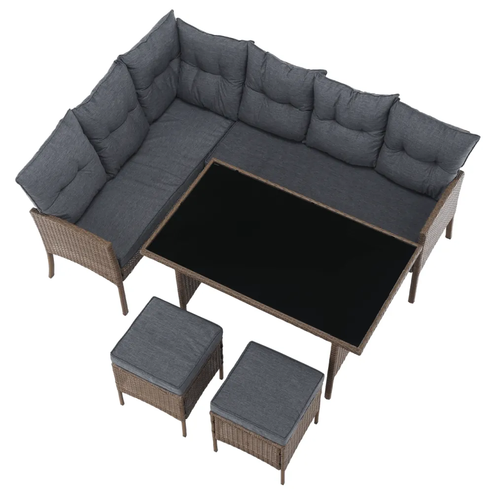 Zahradní ratanový set, přírodní/světle šedá, RANDI