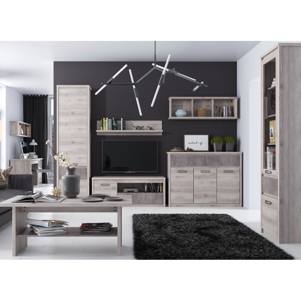 Vitrína 1D1W1S, kaštan nairobi/onyx, JESI