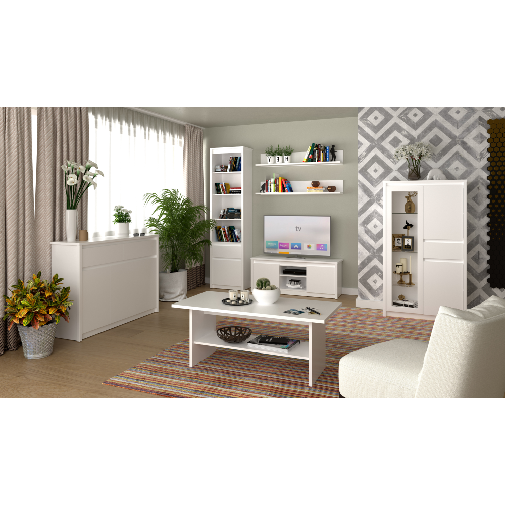 TV stolek 2D/125, bílá, ERODIN