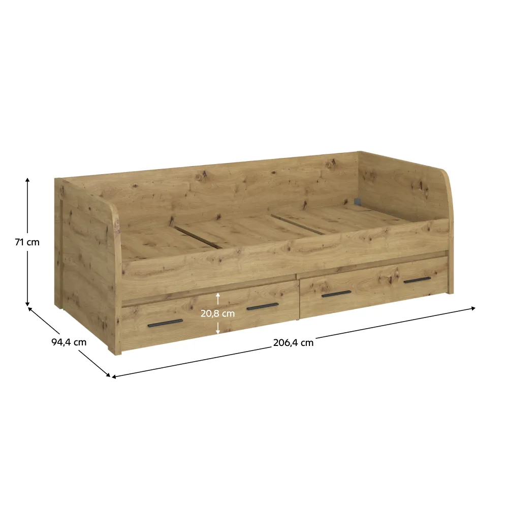 Postel 2S, 90x200, dub artisan, AIRON