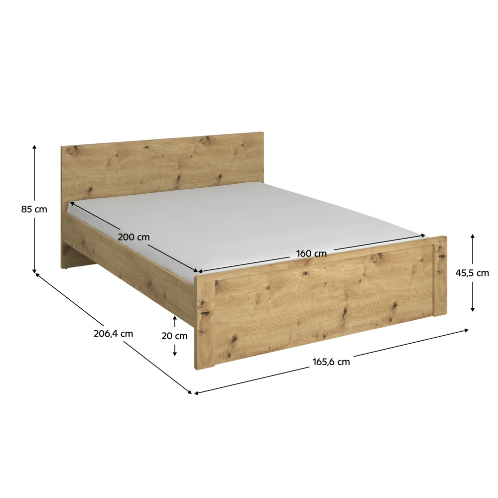 Postel, 160x200, dub artisan, AIRON