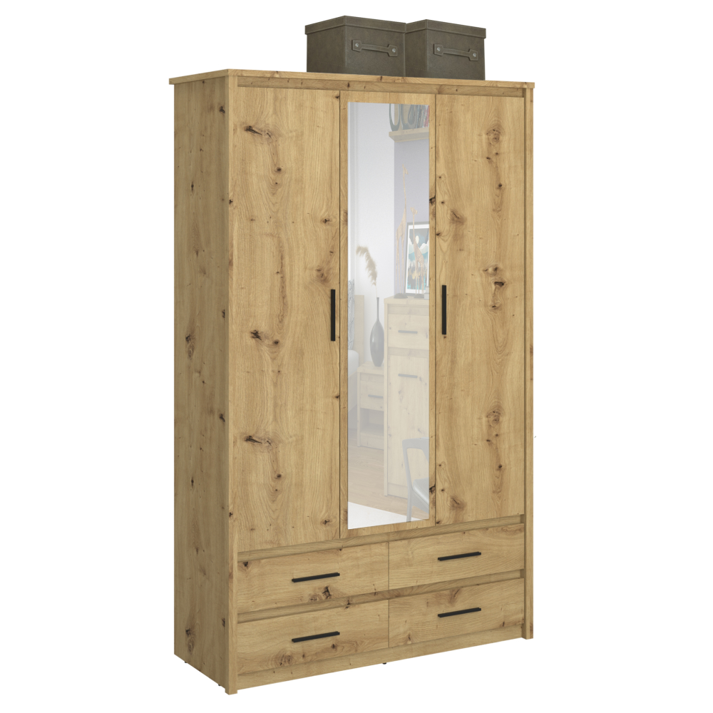 Skříň se zrcadlem 3D4S, dub artisan, AIRON