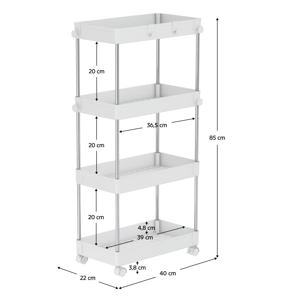 Pojízdný regál, bílá, ALIOL TYP 3