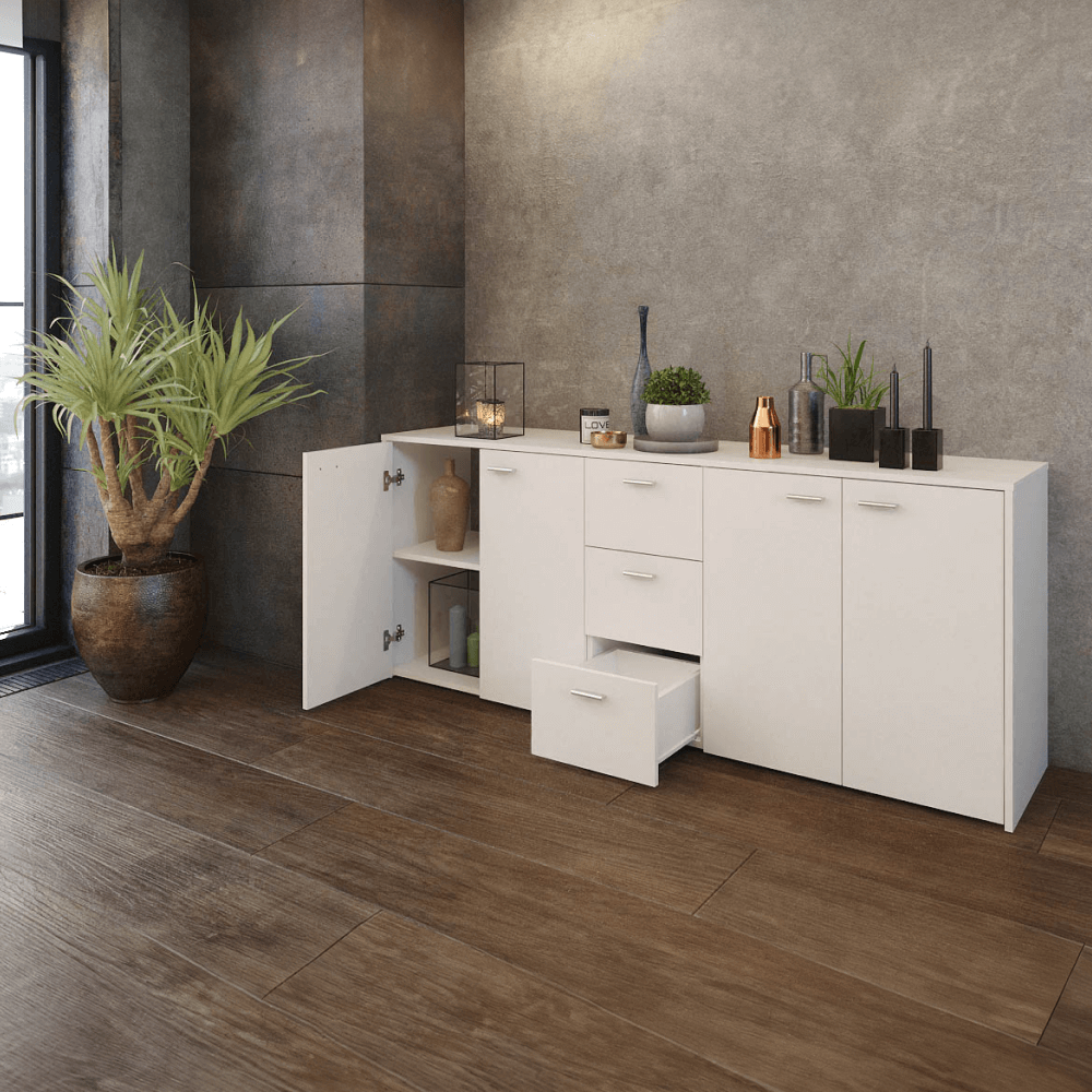 Kombinovaná komoda, bílá, HUGOS 180