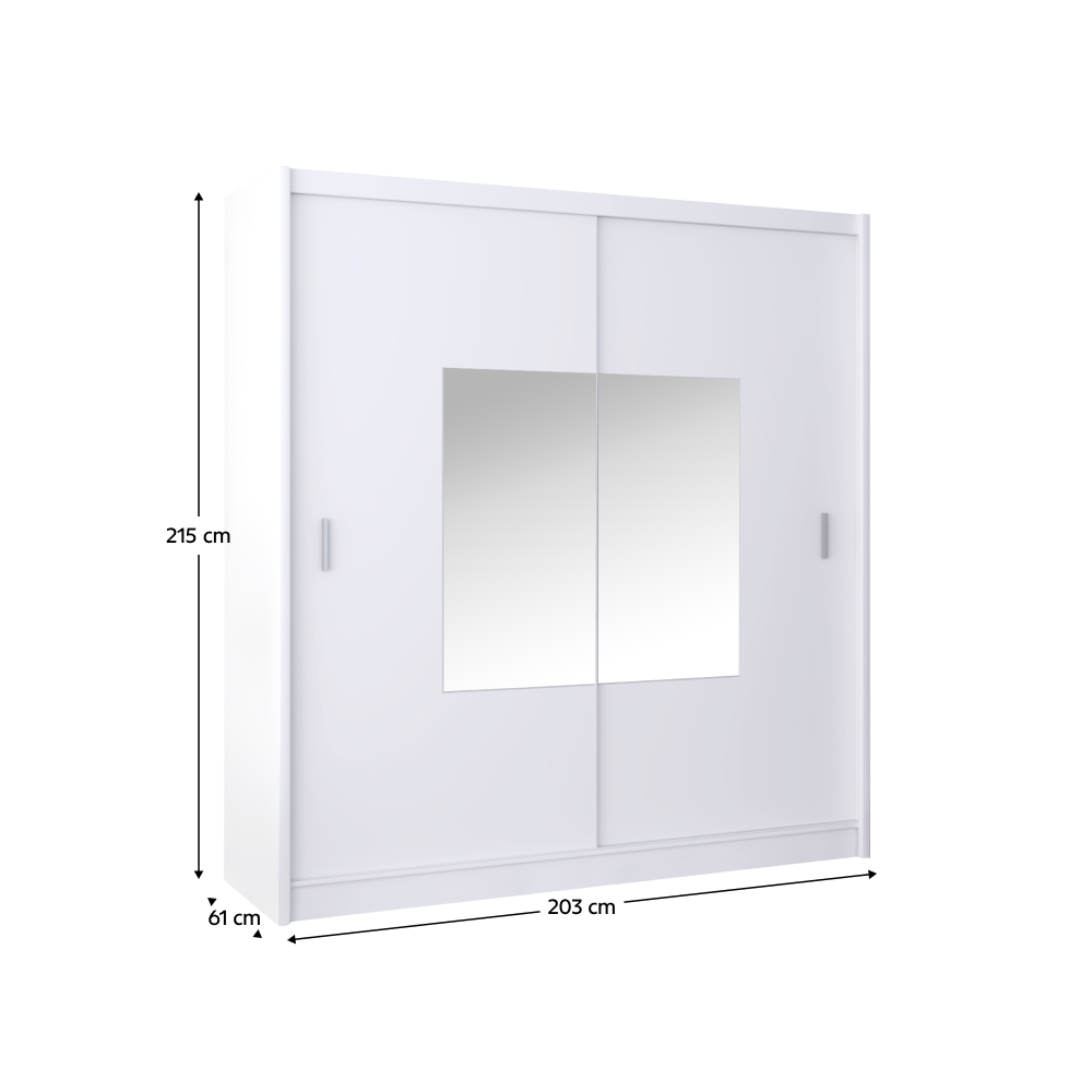 Skříň s posuvnými dveřmi, bílá, 203x215, MADRYT