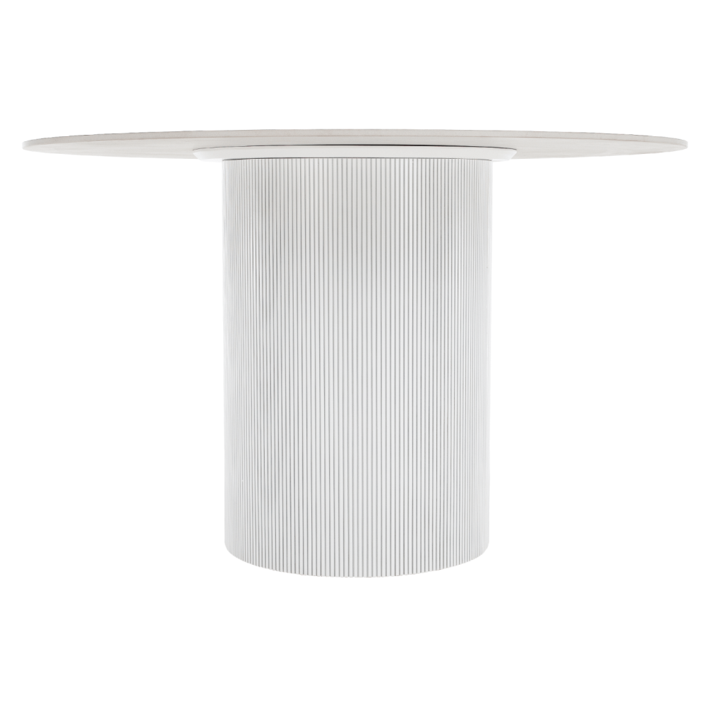 Jídelní stůl, bílý mramor/MDF, průměr 120 cm, MAHIR TYP 1