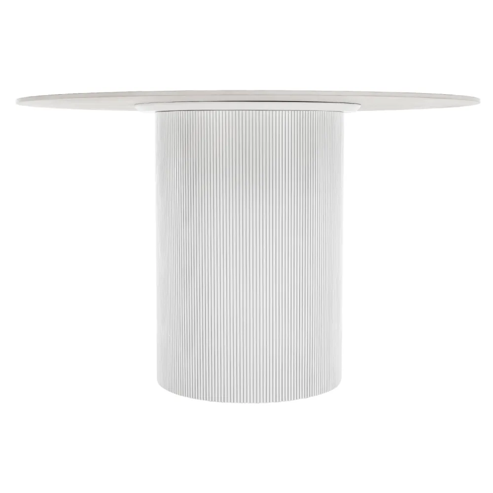 Jídelní stůl, bílý mramor/MDF, průměr 120 cm, MAHIR TYP 1