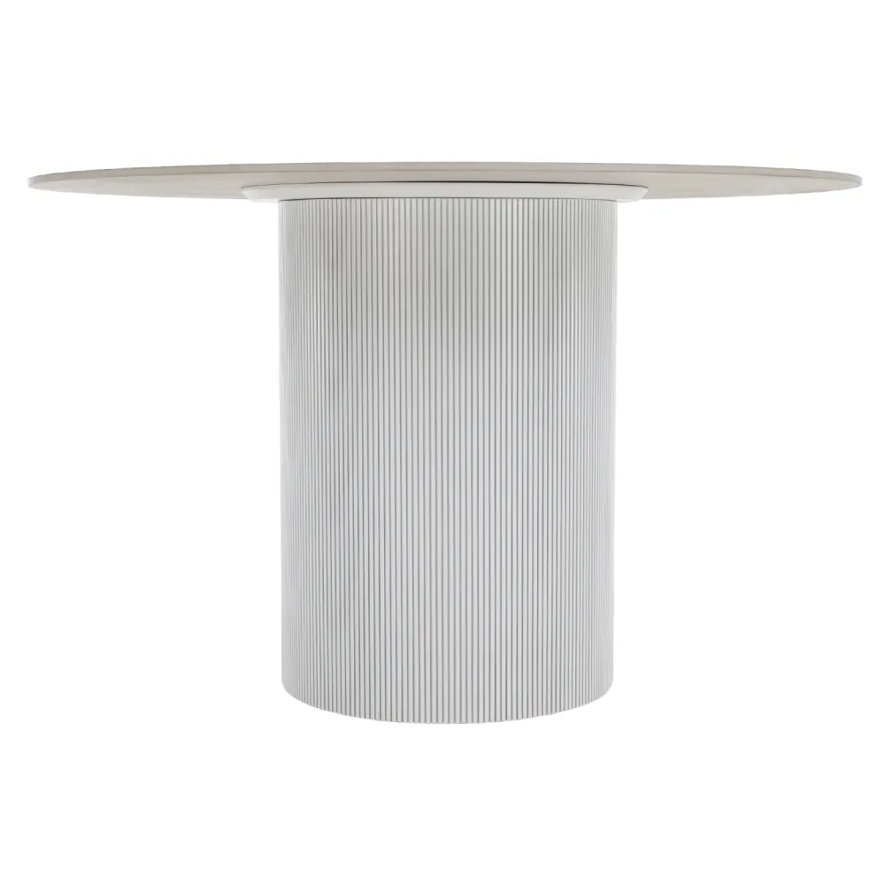 Jídelní stůl, bílý mramor/MDF, průměr 120 cm, MAHIR TYP 1