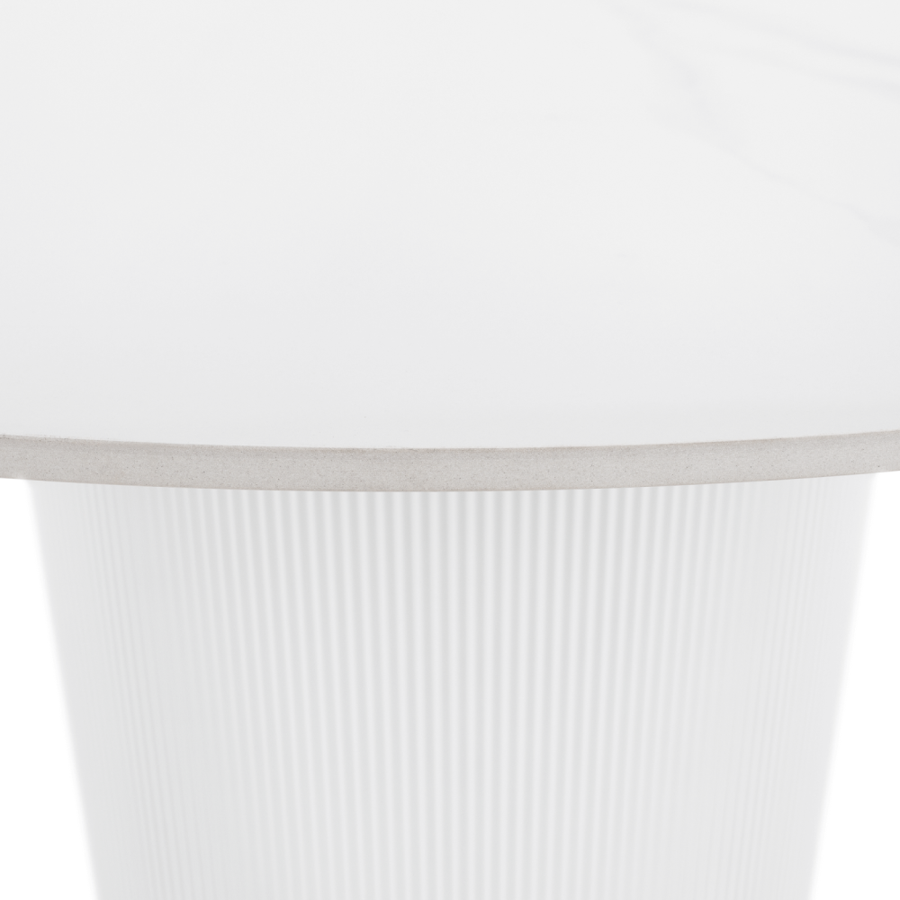 Jídelní stůl, bílý mramor/MDF, průměr 120 cm, MAHIR TYP 1