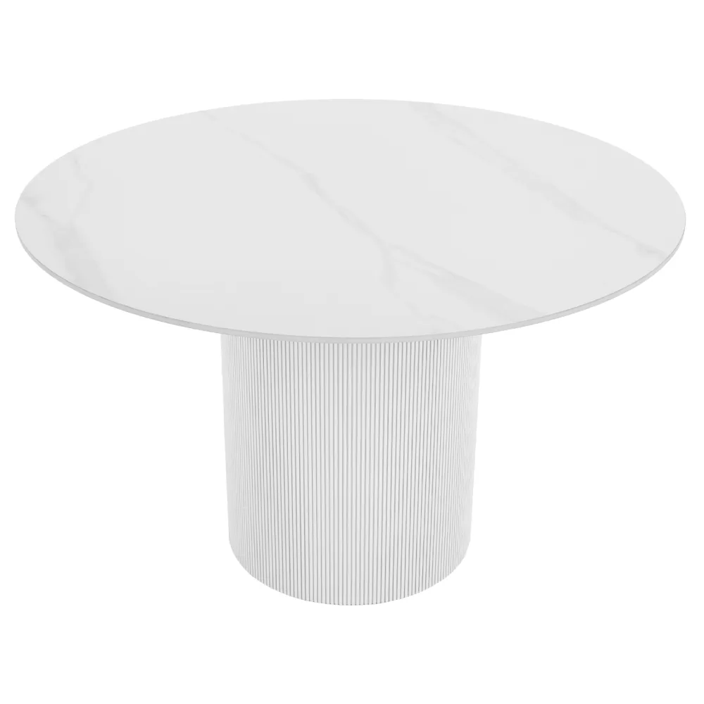 Jídelní stůl, bílý mramor/MDF, průměr 120 cm, MAHIR TYP 1