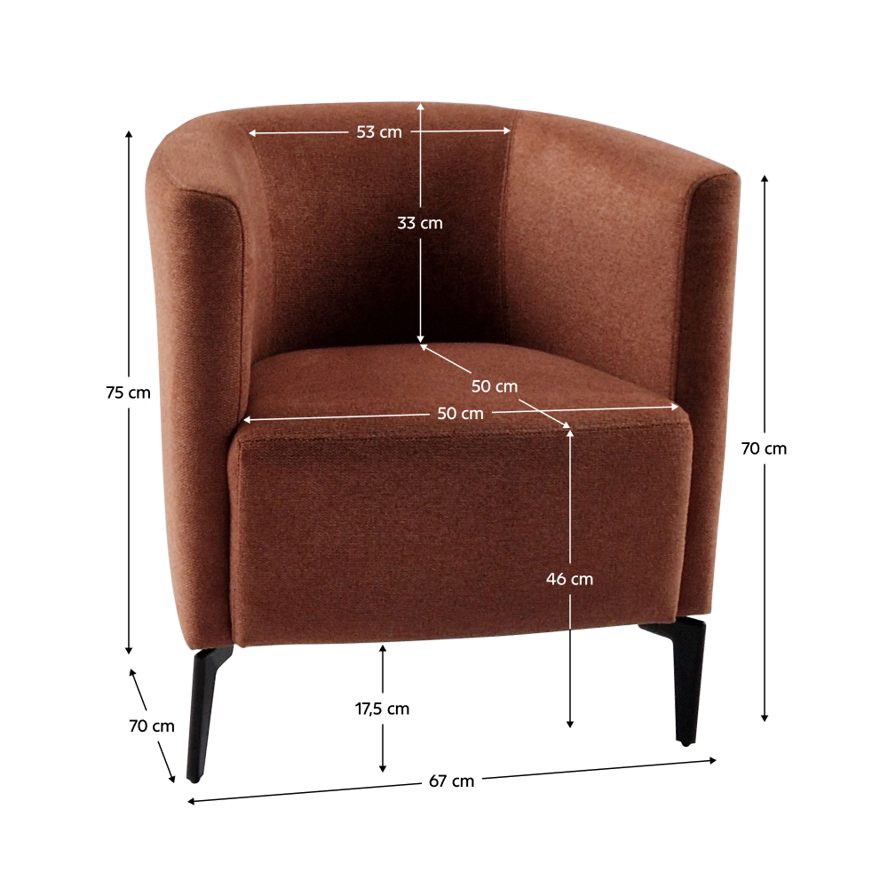 Designové křeslo, terakota/černá, KAPY