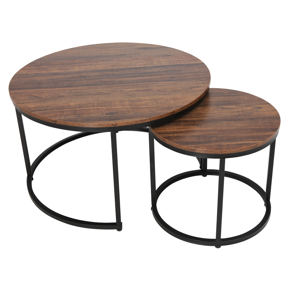 Konferenční stolky, set 2 ks, ořech/černá, CIRKO