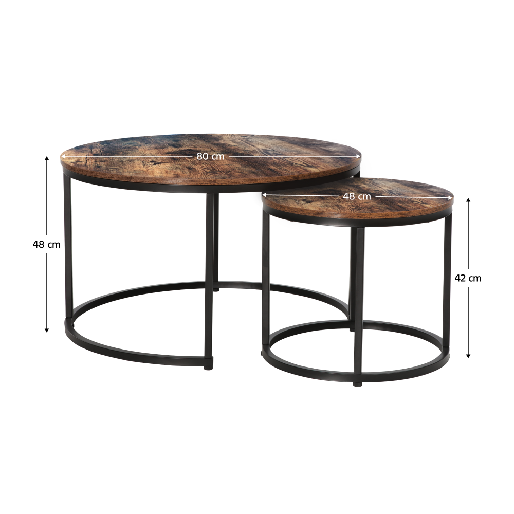 Konferenční stolky, set 2 ks, ořech/černá, CIRKO