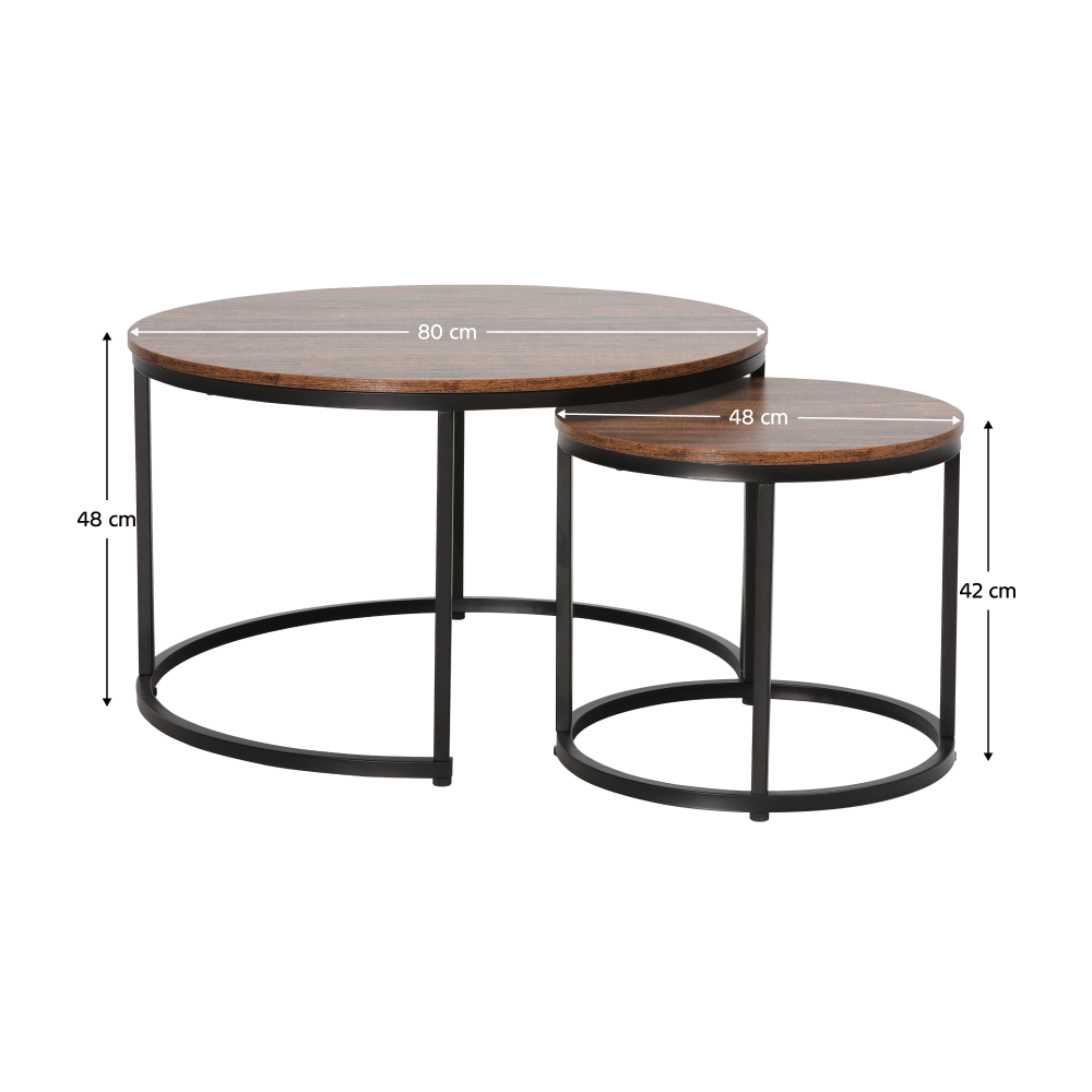 Konferenční stolky, set 2 ks, ořech/černá, CIRKO