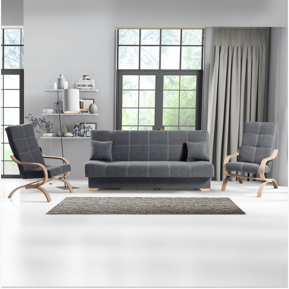 Křeslo, šedá/buk, GINY