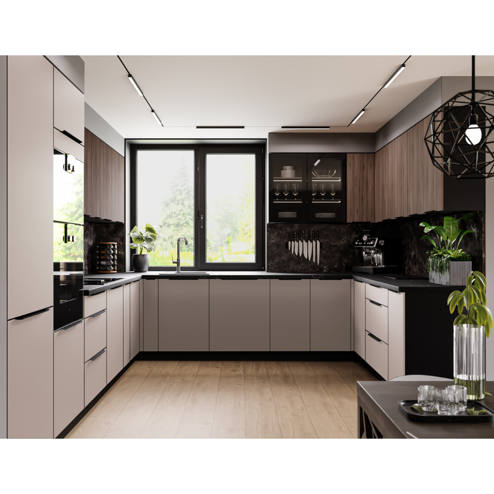 Spodní skříňka, ořech okapi/černá, MENZO 60 D GAZ BB