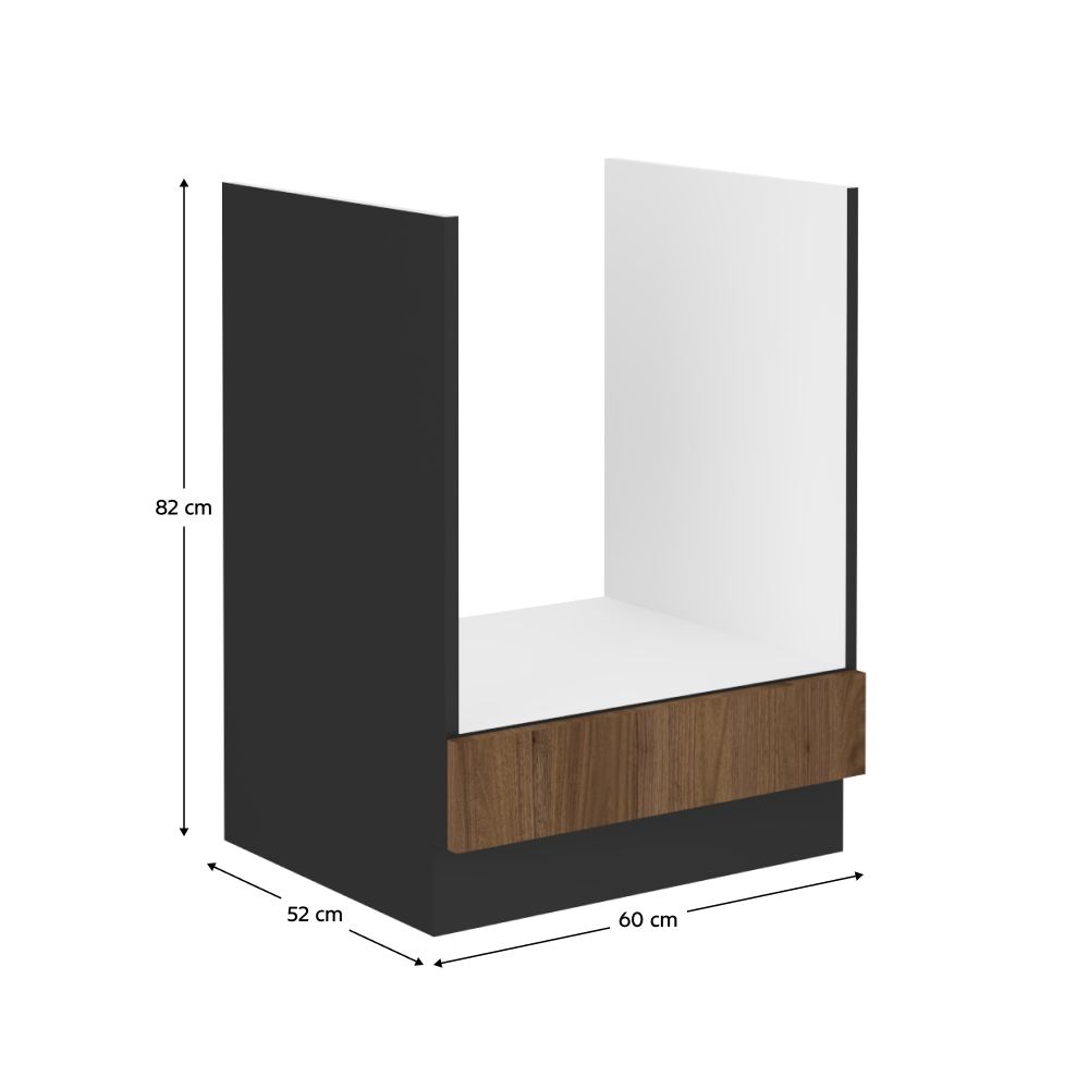 Spodní skříňka, ořech okapi/černá, MENZO 60 D GAZ BB