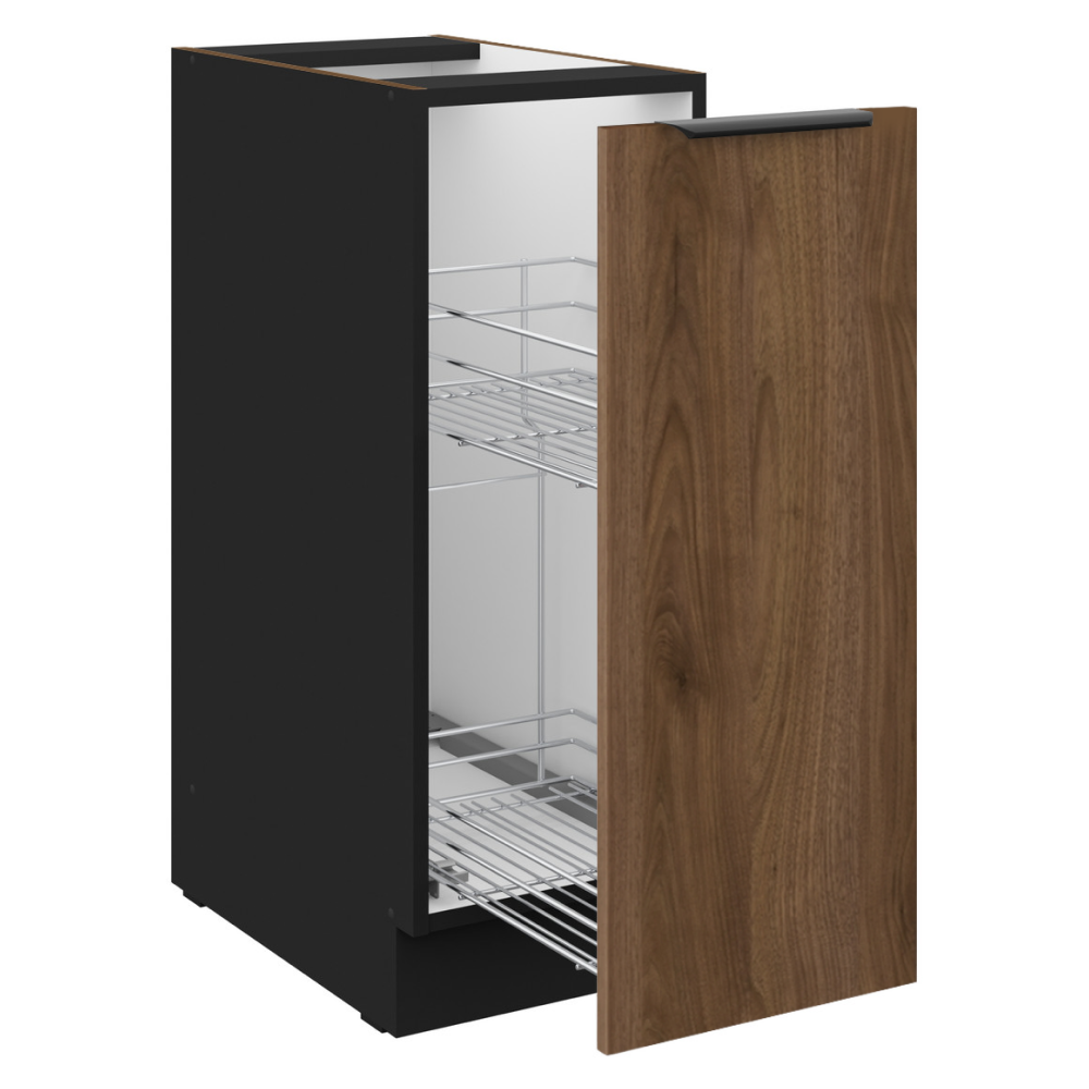 Spodní skříňka s výsuvným košem, ořech okapi/černá, MENZO 30 D CARGO BB