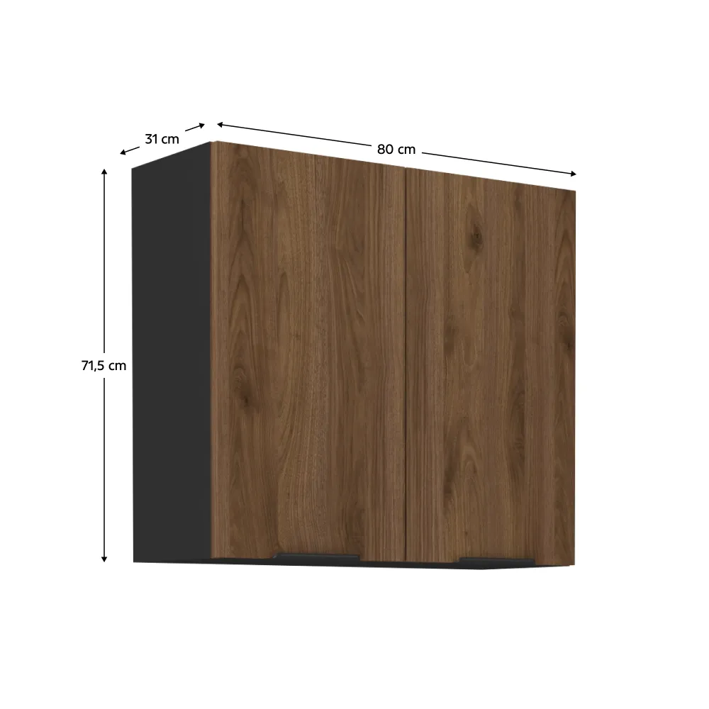 Horní skříňka, ořech okapi/černá, MENZO 80 G-72 2F