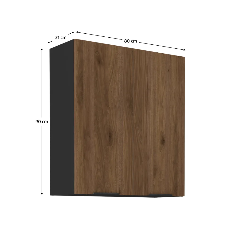 Horní skříňka, ořech okapi/černá, MENZO 80 G-90 2F