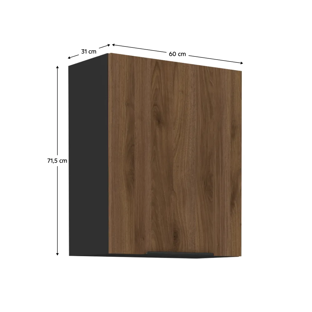Horní skříňka, ořech okapi/černá, MENZO 60 G-72 1F