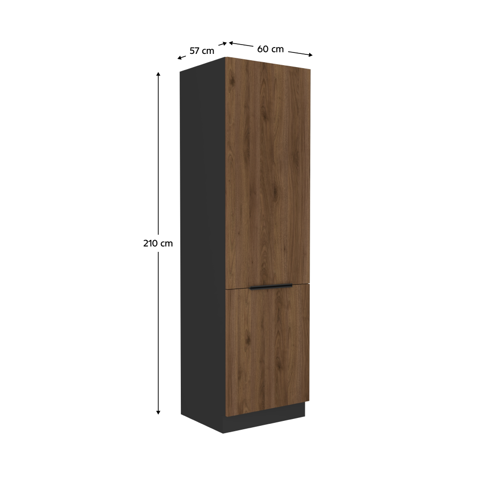 Vysoká skříňka, ořech okapi/černá, MENZO 60 DK-210 2F