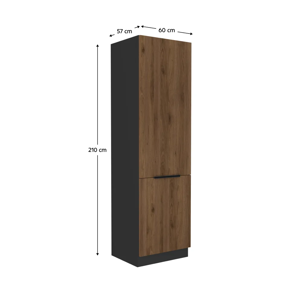 Vysoká skříňka, ořech okapi/černá, MENZO 60 DK-210 2F