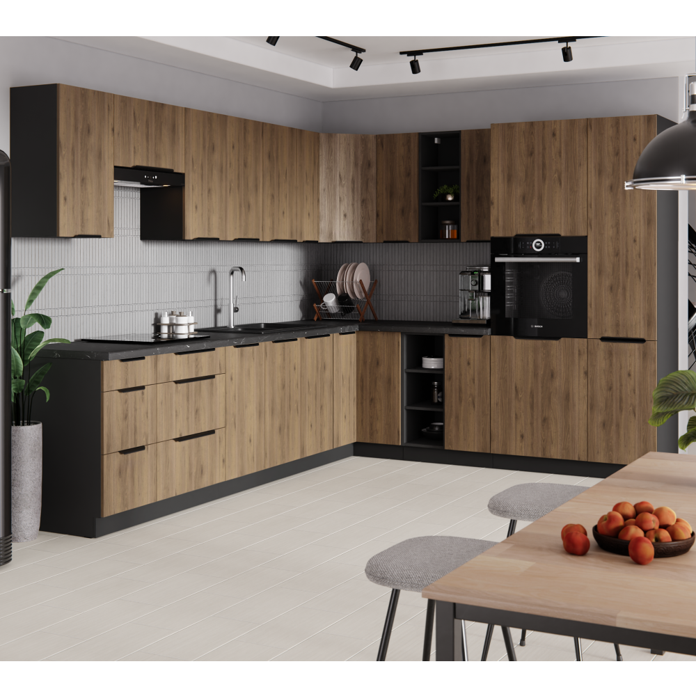 Dvířka na myčku nádobí, ořech okapi/černá, MENZO ZM 570x596