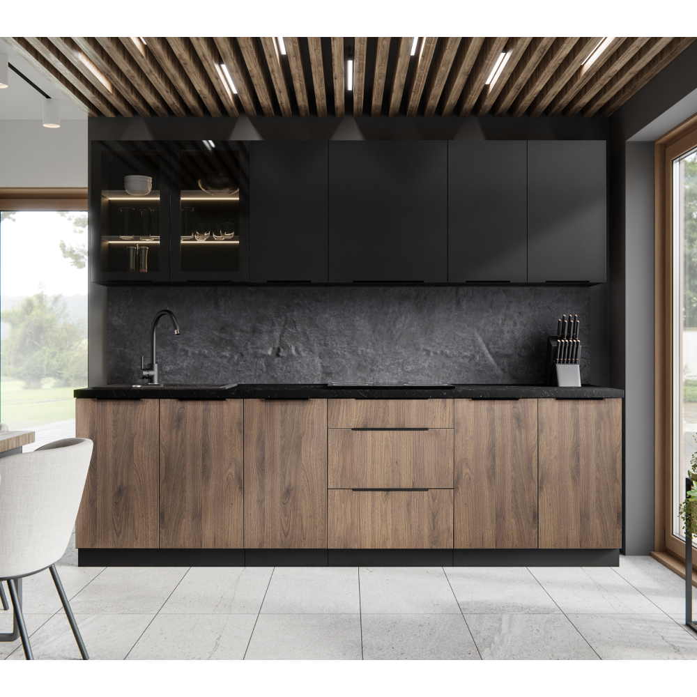 Horní rohová skříňka, černá, SIBER 60x60 GN-90 1F