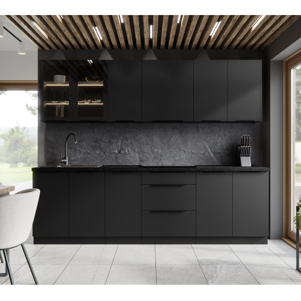 Horní rohová skříňka, černá, SIBER 60x60 GN-90 1F