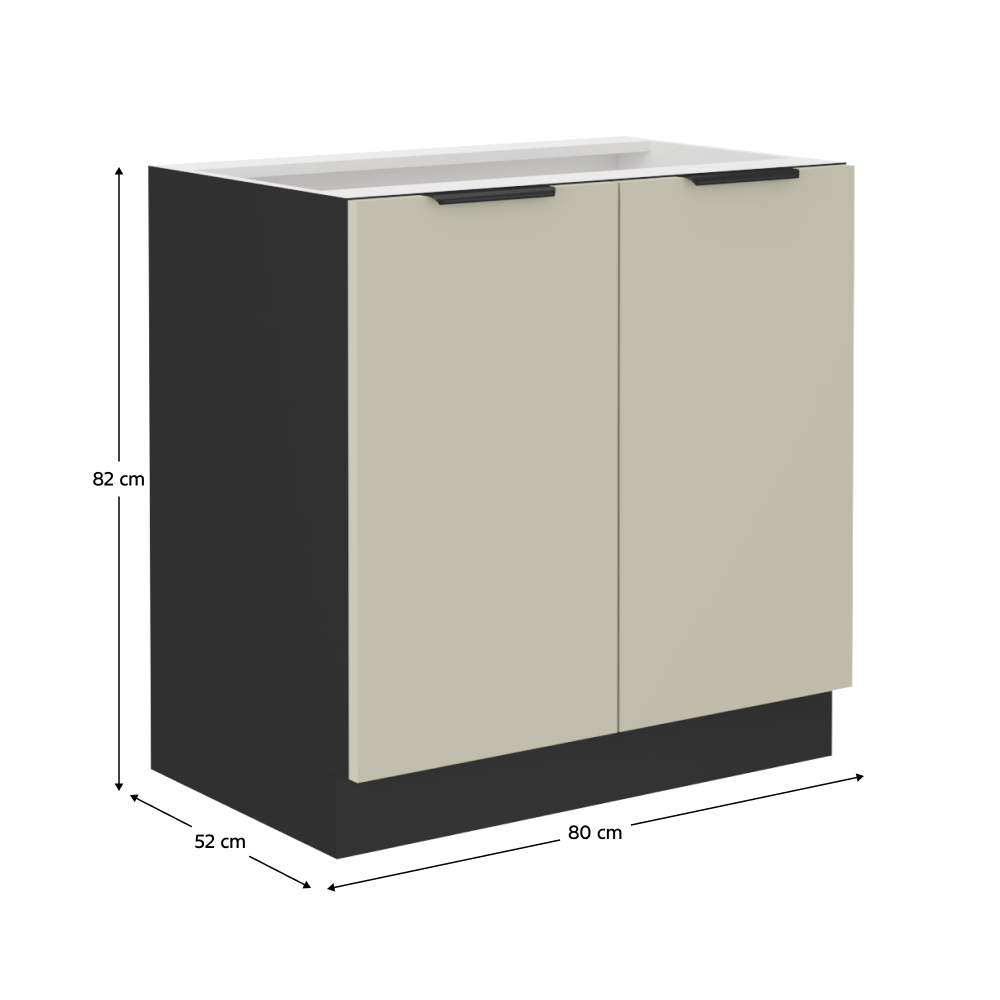 Spodní kuchyňská skříňka, kašmír/černá, ARAKA 80 D 2F BB