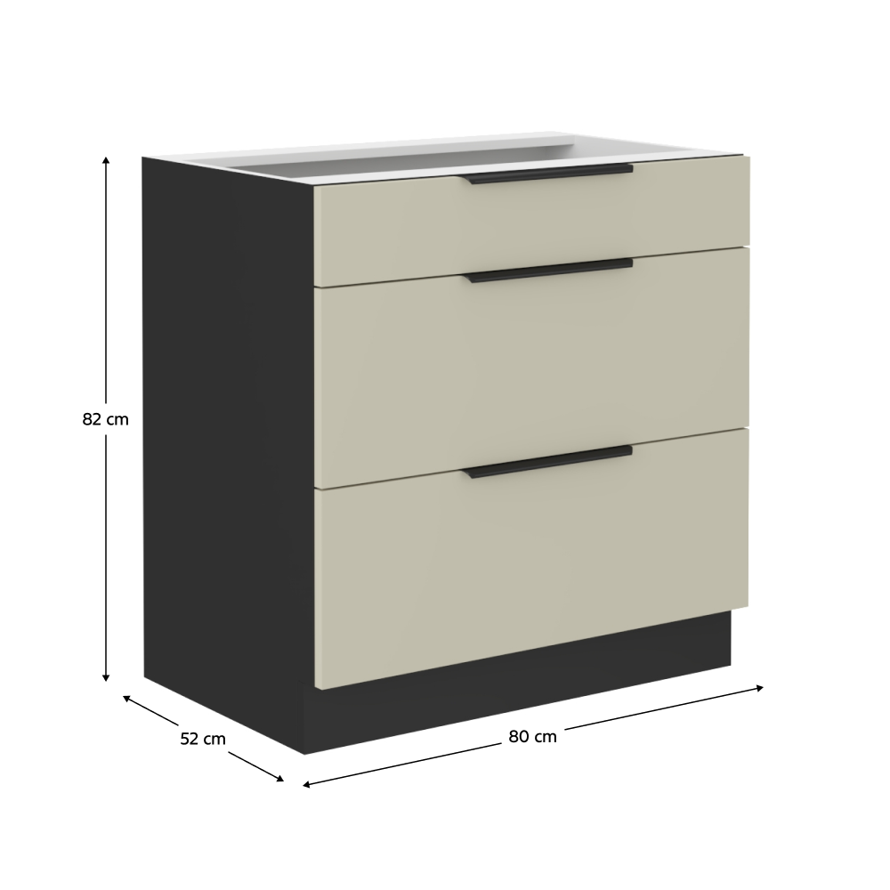 Spodní skříňka, kašmír/černá, ARAKA 80 D 3S BB