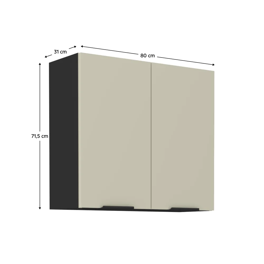 Horní skříňka, kašmír/černá, ARAKA 80 G-72 2F