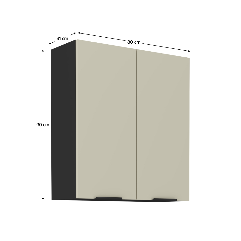 Horní skříňka, kašmír/černá, ARAKA 80 G-90 2F