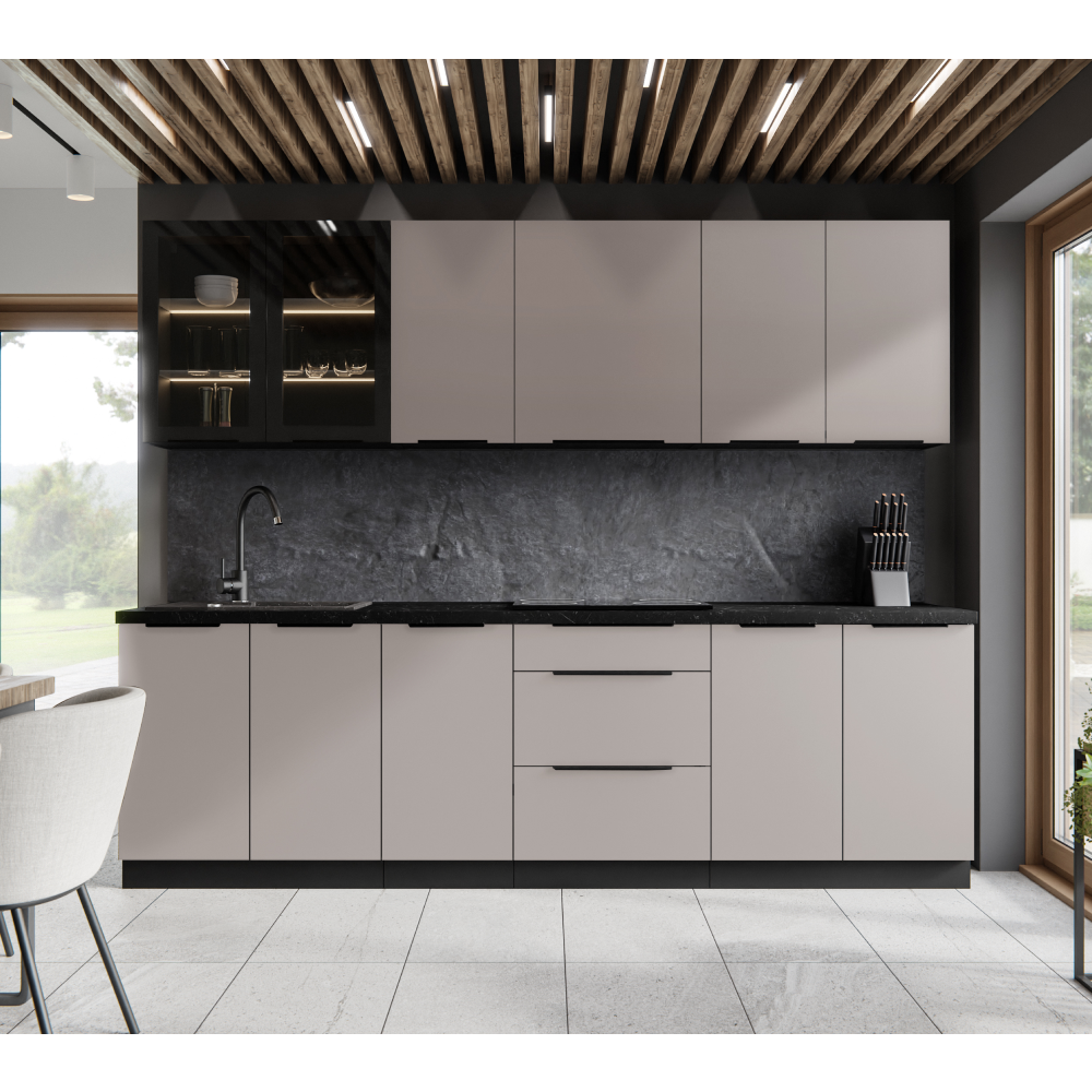 Horní rohová skříňka, kašmír/černá, ARAKA 60x60 GN-72 1F