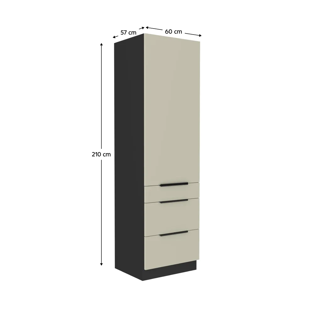 Vysoká skříňka, kašmír/černá, ARAKA 60 DKS-210 3S1F
