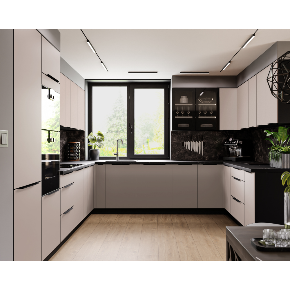 Vysoká skříňka na vestavnou troubu, kašmír/černá, ARAKA 60 DPS-210 3S1F