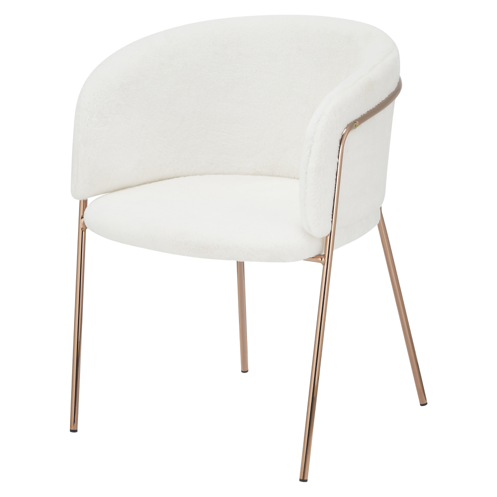 Designové jídelní křeslo, bílá Ivory/rose gold chrom růžová, ADIMAR