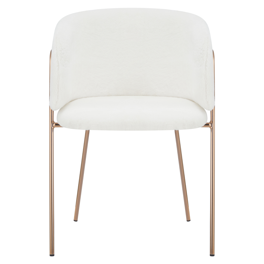 Designové jídelní křeslo, bílá Ivory/rose gold chrom růžová, ADIMAR