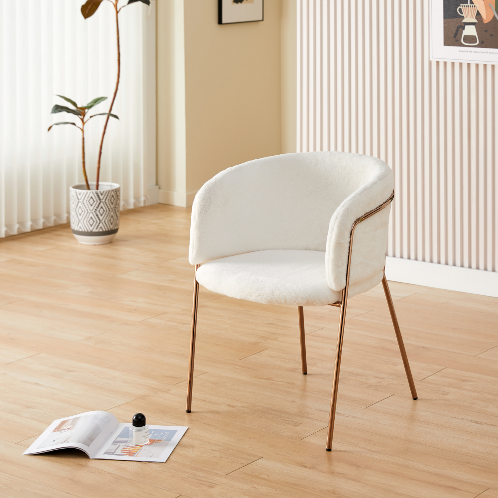 Designové jídelní křeslo, bílá Ivory/rose gold chrom růžová, ADIMAR