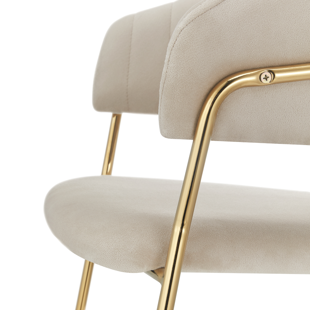 Designové jídelní křeslo, béžová Velvet látka/gold chrom zlatý, DASMIN TYP 1