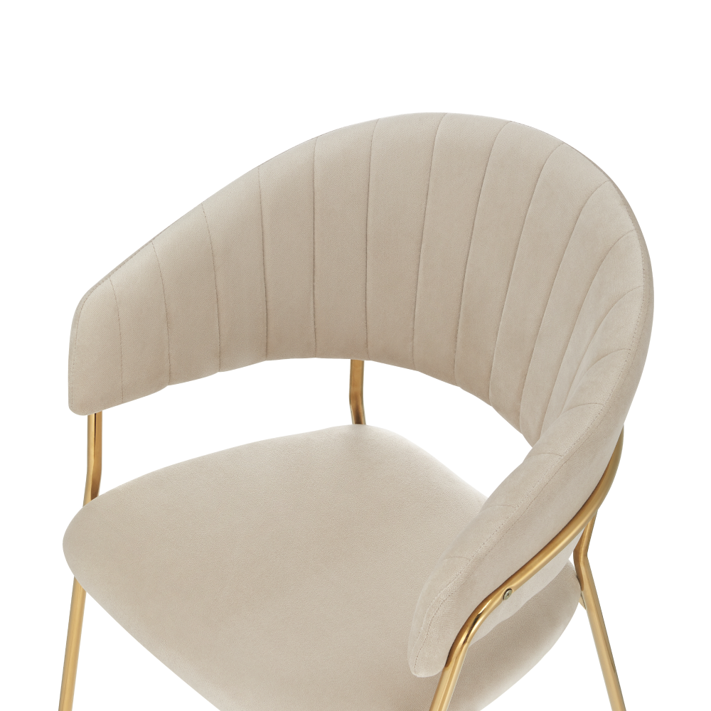 Designové jídelní křeslo, béžová Velvet látka/gold chrom zlatý, DASMIN TYP 1