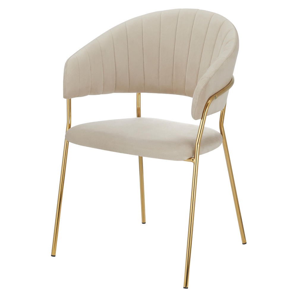 Designové jídelní křeslo, béžová Velvet látka/gold chrom zlatý, DASMIN TYP 1