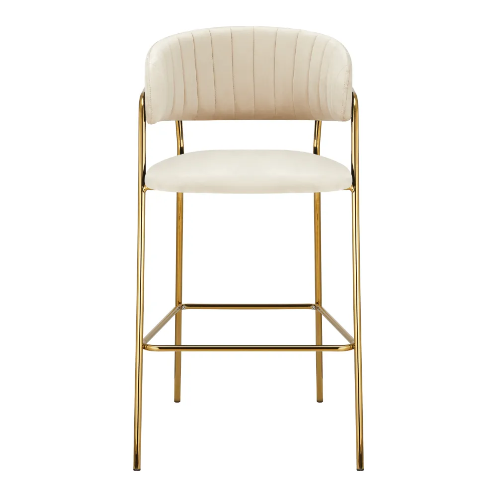 Designová barová židle, béžová Velvet látka/gold chrom zlatý, DASMIN TYP 2