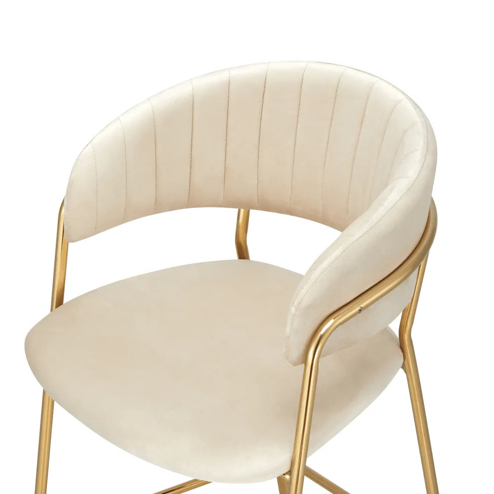 Designová barová židle, béžová Velvet látka/gold chrom zlatý, DASMIN TYP 2