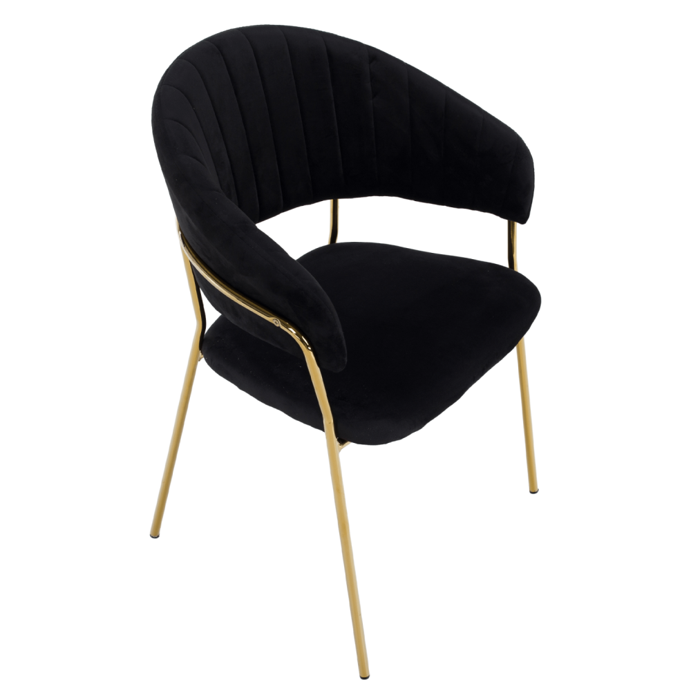 Designové jídelní křeslo, černá Velvet látka/gold chrom zlatý, DASMIN TYP 1