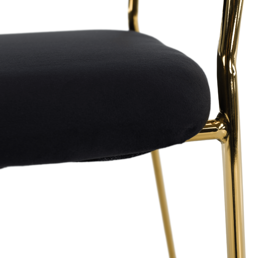 Designové jídelní křeslo, černá Velvet látka/gold chrom zlatý, DASMIN TYP 1