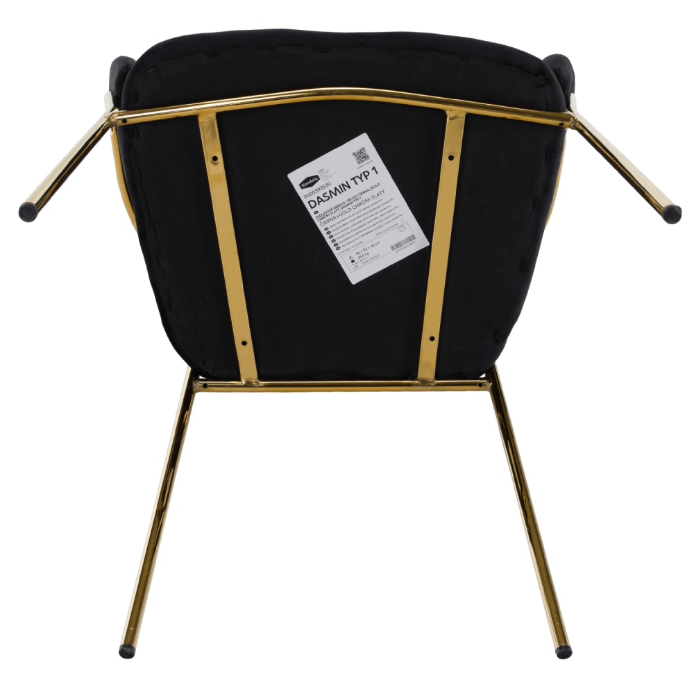 Designové jídelní křeslo, černá Velvet látka/gold chrom zlatý, DASMIN TYP 1